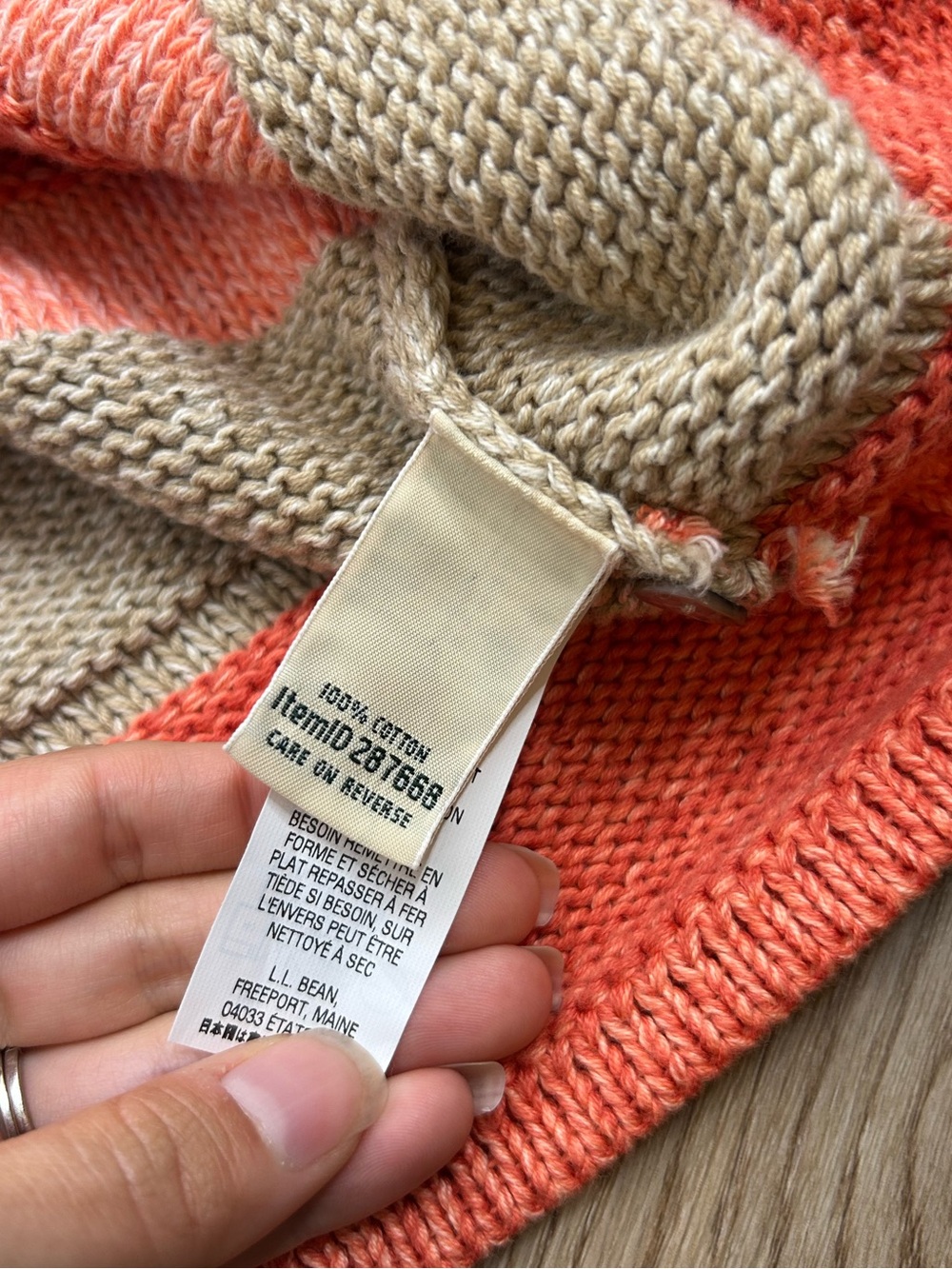 L.L. Bean 100% Cotton Thick Knit Textured Stripe Button Down Cardigan Sweater - Picture 15 of 16